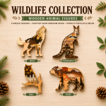 Woodland Animal SVG Bundle | Layered Wooden Wildlife Laser Cut Files | Wolf Owl Bear Kangaroo | Digital Download - Image 5