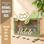 Animal Money Box Laser Cut Bundle SVG | Kids Coin Bank Template DXF | Wooden Piggy Bank CNC Files PDF EPS PNG - Image 9