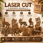 Premium Laser Cut Wooden Animals | Decorative Wildlife Collection | Handcrafted Wood Art | Rustic Home Decor | Unique Handmade Gift