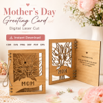 Mother's Day Greeting Card Laser Cut Files, SVG DXF PDF Bundle, Handmade Card Download - Image 10