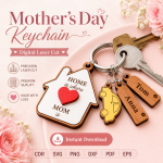 Mother’s Day Keychain SVG Bundle, Laser Cut Mom Keepsake, Personalized Gift for Mother - Image 10