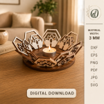 3D Candle Holders Bundle Laser Cut Files, Wooden Tea Light Holder SVG, Candle Stand DXF, CNC Decor Template, Glowforge Ready Design - Image 9