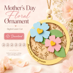 Mother's Day Ornament Laser Cut Files, SVG DXF PDF Bundle, Family Keepsake Download - Image 10