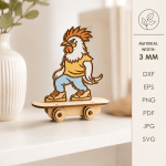 3D Skateboarding Animals Laser Cut Files | Animal Skateboard SVG Bundle | Kids Nursery Decor Glowforge CNC Digital Download - Image 9