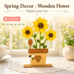 Spring Floral Decor Laser Cut File | Wooden Flower SVG | Farmhouse Decoration | Digital Download - Image 9