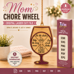 Mom Chore Wheel Laser Cut SVG, Family Chore Chart Files, Glowforge Cricut Template, Kids Routine Planner - Image 5