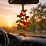 Christmas Holly Crochet Pattern PDF, Car Hanging Crochet Pattern, Rear View Mirror Charm, Holiday Car Decor Ornament - Image 6