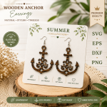 Anchor Earrings SVG | Wooden Nautical Jewelry Laser Cut Files | DXF EPS PNG SVG