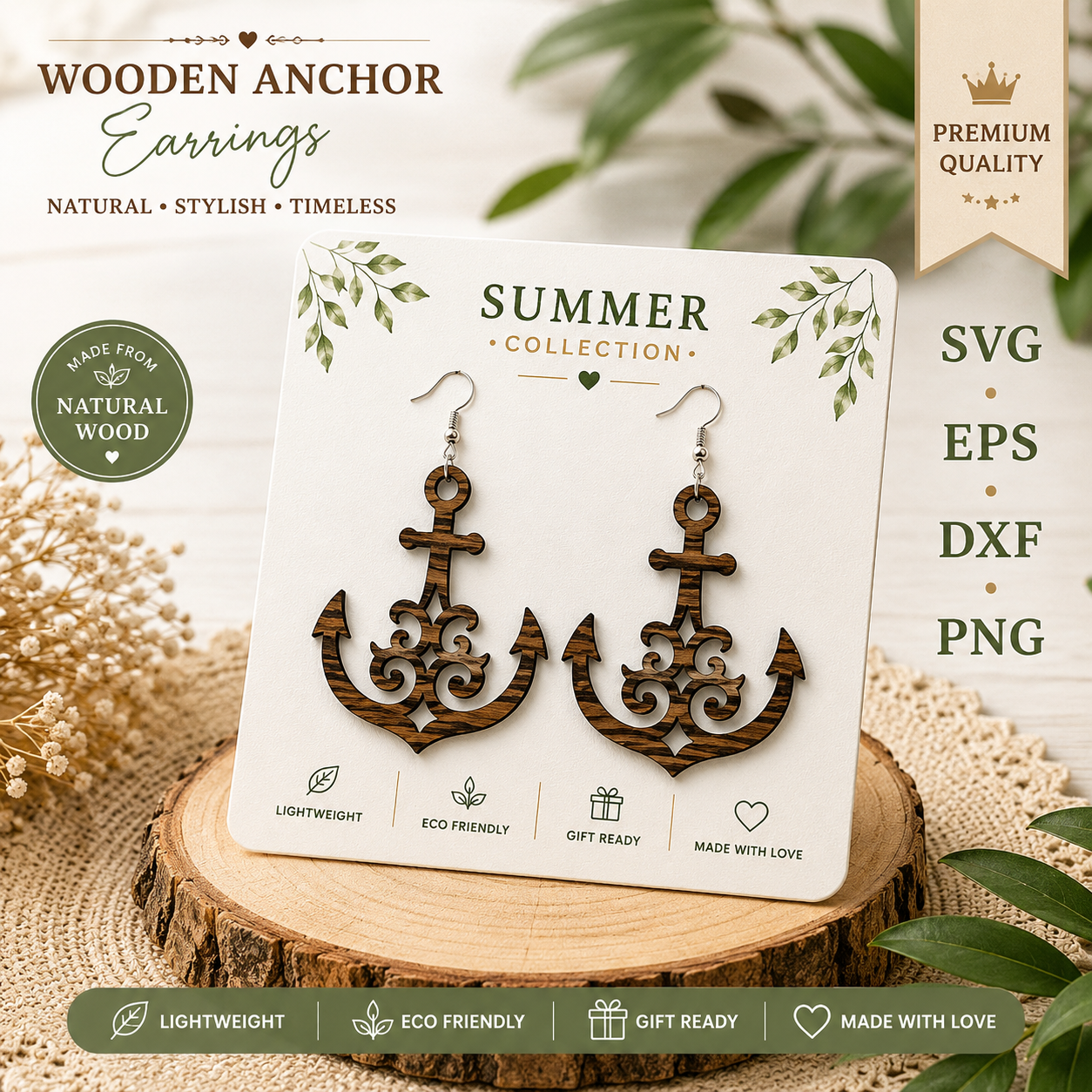 9247f46b-0f04-44fe-b2cd-64a04360a995 Anchor Earrings SVG | Wooden Nautical Jewelry Laser Cut Files | DXF EPS PNG SVG - Image 1
