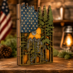 American Flag Bigfoot SVG 3D Layered Silhouette, Sasquatch Yeti Cut File - Image 3