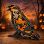Crow SVG 3D Layered Mandala, Halloween Animal Cut File, Glowforge Laser Cut 5 Layer - Image 3