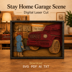 Garage SVG 3D Layered Silhouette, Car Mechanic Cut File, 7 Layered Artwork