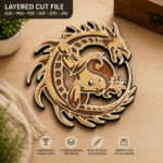 5x Dragon Bundle Multilayer 3D Wooden Engraved Laser Cut File, Decoration Ornament Glowforge Make, Svg Dxf Ai Pdf Instant Download File - Image 2