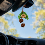 Pine Cone Crochet Pattern PDF, Rustic Car Charm, Rearview Mirror Hanging Ornament, Woodland Christmas Decor - Image 6