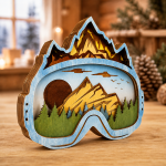 Ski Goggles SVG, Layered Mountain Art, 3D Skiing - Image 3