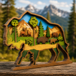 Bison SVG, 3D Layered Mandala, Buffalo Cut File, Glowforge Laser Cut 7 Layer - Image 3