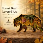 Bear SVG, 3D Layered Mandala, 7 Layer Laser Cut, Glowforge Laser Art