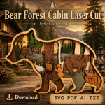 Bear SVG 3D Layered Mandala, Cute Cub Animal Cut File, Glowforge Laser Cut