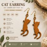 Cat Earring SVG | Laser Cut Wooden Earring Template | SVG DXF EPS PNG Digital Download