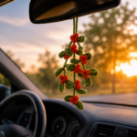 Christmas Holly Crochet Pattern PDF, Car Hanging Crochet Pattern, Rear View Mirror Charm, Holiday Car Decor Ornament - Image 4