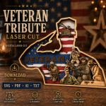 US Veteran SVG, 3D Layered Patriotic Memorial Day Laser File