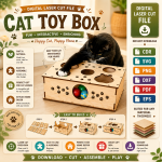 Cat Toy Box Laser Cut, Wooden Cat Storage Box SVG, Pet Toy Organizer CNC Template, DXF PDF EPS Files