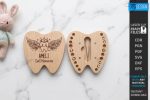 Baby Tooth Box Organizer Laser Cut Set, Tooth Fairy Keepsake Box SVG, Kids Memory Box CNC Template, DXF PDF EPS - Image 11