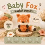 No Sew Crochet Fox Pattern PDF, Cute Amigurumi Woodland Plushie Tutorial, Kawaii Chunky Animal Toy, Nursery Decor Gift Download
