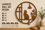 Cat Wall Art Bundle SVG | 6 Cat Wooden Wall Decor Designs | Laser Cut Files | Cat Lover Gift | CNC DXF EPS PNG AI Digital Download - Image 5