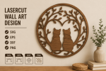 Cat Wall Art Bundle SVG | 6 Cat Wooden Wall Decor Designs | Laser Cut Files | Cat Lover Gift | CNC DXF EPS PNG AI Digital Download - Image 2