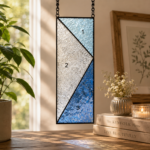 Winter Frost Stained Glass Panel Pattern, Geometric Blue Ice Suncatcher Design, Tiffany Style Window Hanging Craft Template - Image 3