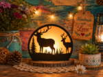 9x Deer Wood Lantern Bundle | 3D Candle Holder SVG Files | Forest Wildlife Night Lamp Glowforge Templates