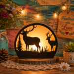 9x Deer Wood Lantern Bundle | 3D Candle Holder SVG Files | Forest Wildlife Night Lamp Glowforge Templates