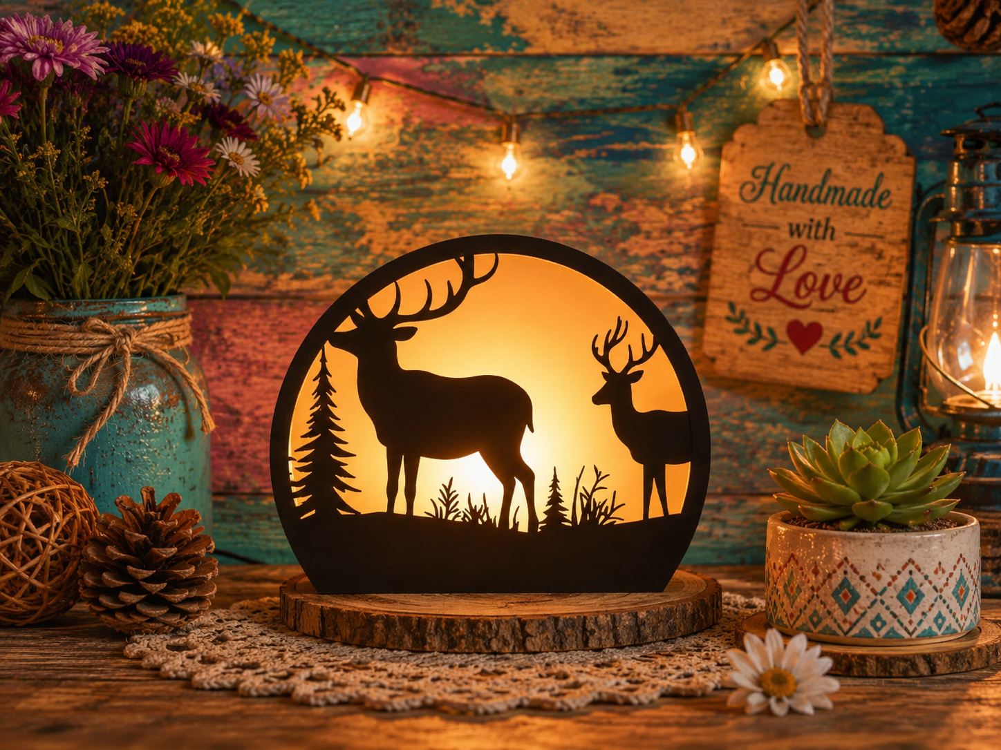 ChatGPT Image 18_18_46 1 thg 6, 2026 9x Deer Wood Lantern Bundle | 3D Candle Holder SVG Files | Forest Wildlife Night Lamp Glowforge Templates - Image 1
