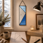 Winter Frost Stained Glass Panel Pattern, Geometric Blue Ice Suncatcher Design, Tiffany Style Window Hanging Craft Template - Image 6