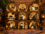 Bear Lantern Bundle Laser Cut File, 3D Wildlife Night Lamp SVG DXF PDF, Glowforge Xtool Wood Craft Download
