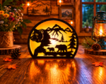 Bear Lantern Bundle Laser Cut File, 3D Wildlife Night Lamp SVG DXF PDF, Glowforge Xtool Wood Craft Download - Image 4