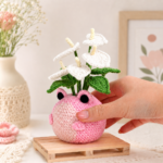 Crochet Frog Flower Pot Pattern PDF, Amigurumi Flower Bouquet, Cute Crochet Plant, Kawaii Desk Decor Gift - Image 5