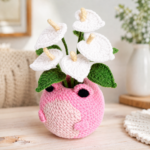 Crochet Frog Flower Pot Pattern PDF, Amigurumi Flower Bouquet, Cute Crochet Plant, Kawaii Desk Decor Gift - Image 4