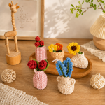Crochet Mini Flower Vase Pattern PDF, Amigurumi Flower Bouquet, Crochet Home Decor, Handmade Crochet Flowers Digital Download