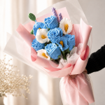 Crochet Flower Bouquet PDF Pattern, Blue Rose & Calla Lily Crochet Pattern, Amigurumi Flowers, Digital Download