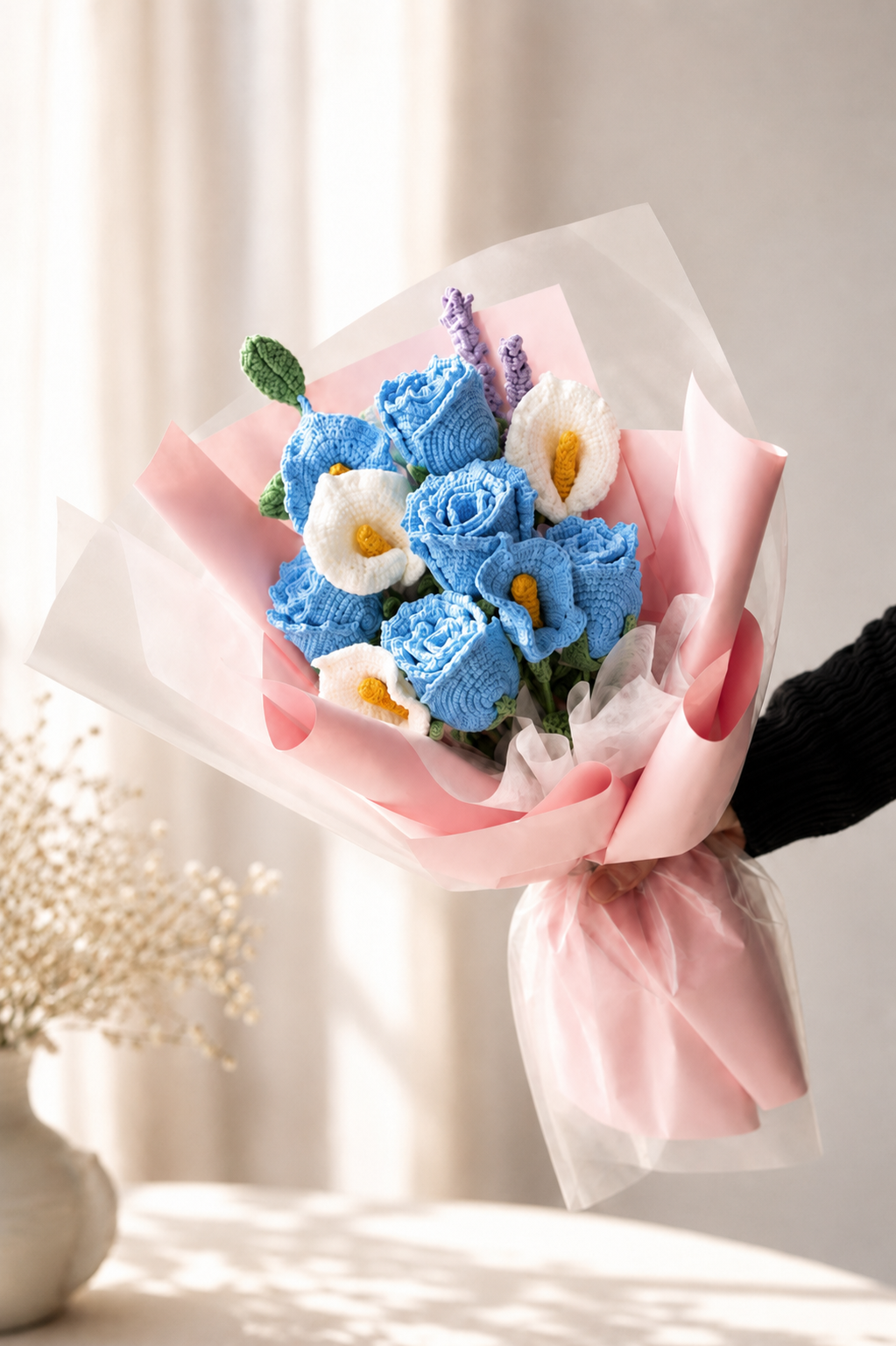 ChatGPT Image 19_47_31 13 thg 6, 2026 Crochet Flower Bouquet PDF Pattern, Blue Rose & Calla Lily Crochet Pattern, Amigurumi Flowers, Digital Download - Image 1