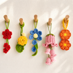 Crochet Flower Hanging Ornament Pattern PDF, Floral Keychain Crochet Pattern, Beginner Crochet Gift, Bag Charm Decor