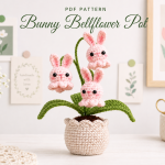 Bunny Bellflower Pot Crochet Pattern PDF, Amigurumi Bunny Flower Pot, Easter Bunny Crochet Pattern, Handmade Plant Decor