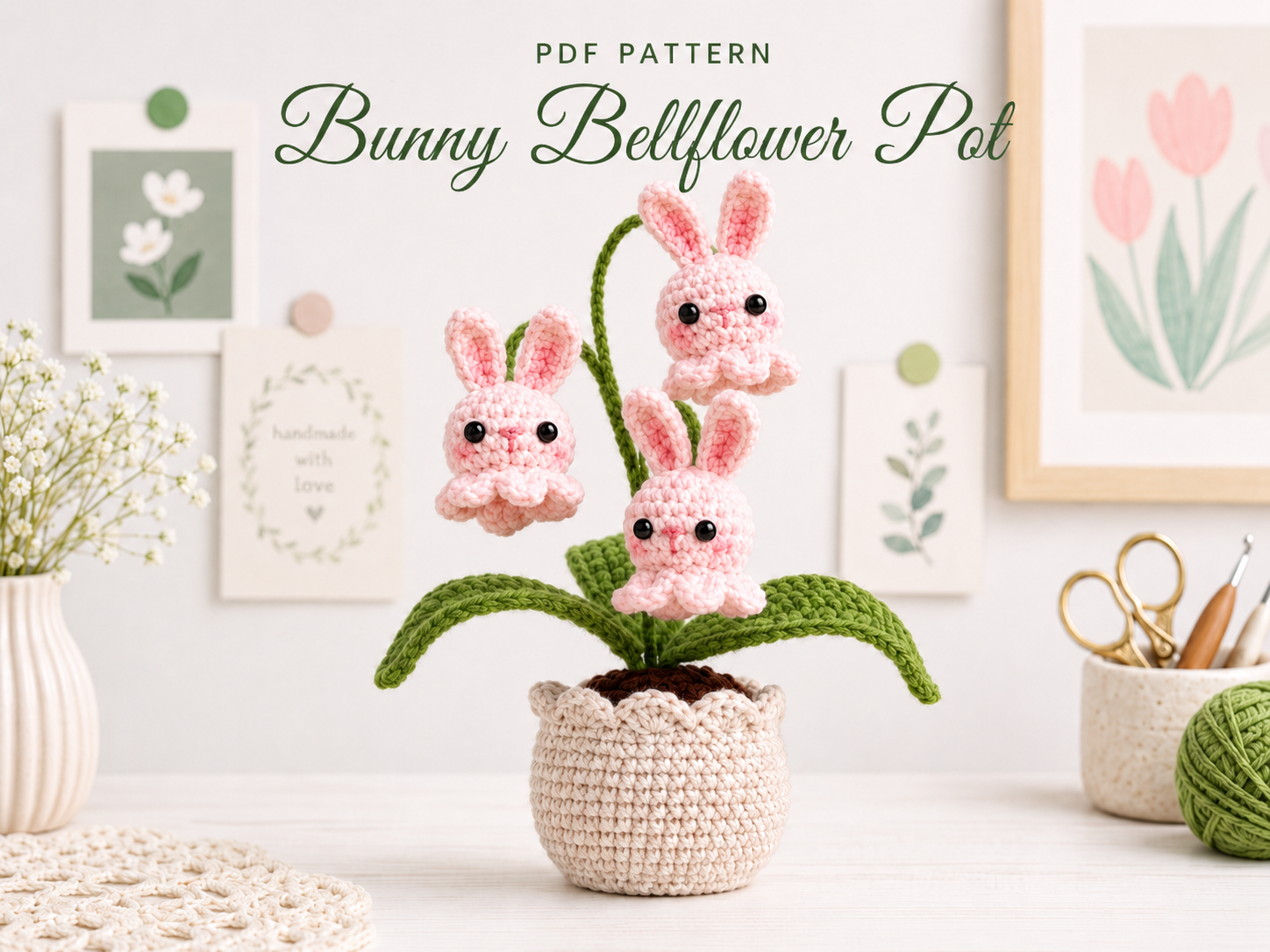 ChatGPT Image 19_52_34 10 thg 6, 2026 Bunny Bellflower Pot Crochet Pattern PDF, Amigurumi Bunny Flower Pot, Easter Bunny Crochet Pattern, Handmade Plant Decor - Image 1