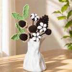 Crochet Cotton Flower Bouquet Pattern PDF, Rustic Floral Arrangement, Farmhouse Home Decor, Digital Download