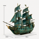 Sailing Ship Model SVG Bundle | Pirate Ship Laser Cut Files | Wooden Ship DIY Kit Plans | DxF SvG Ai DwG Files | Nautical Home Decor Gift - Image 3