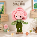 Rose Doll Amigurumi Crochet Pattern PDF, Baby Rose Flower Doll Pattern, Crochet Plush Toy Instant Download