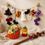 Crochet Halloween Garland Pattern PDF | Ghost Bat Witch Hat Pumpkin Decor | Amigurumi Halloween & Fall Home Decor |Download Digital Download