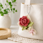Crochet Flower Keychain Pattern PDF, Rose Bouquet Bag Charm Tutorial, Handmade Crochet Floral Gift - Image 4